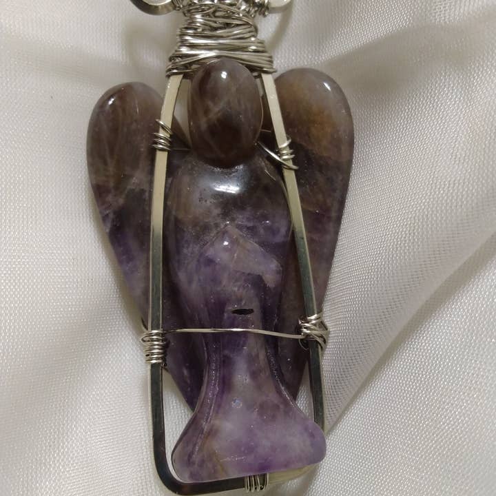 Amethist Engel Draadwikkel Hanger Ketting voor wholesale door Norahz Boutique