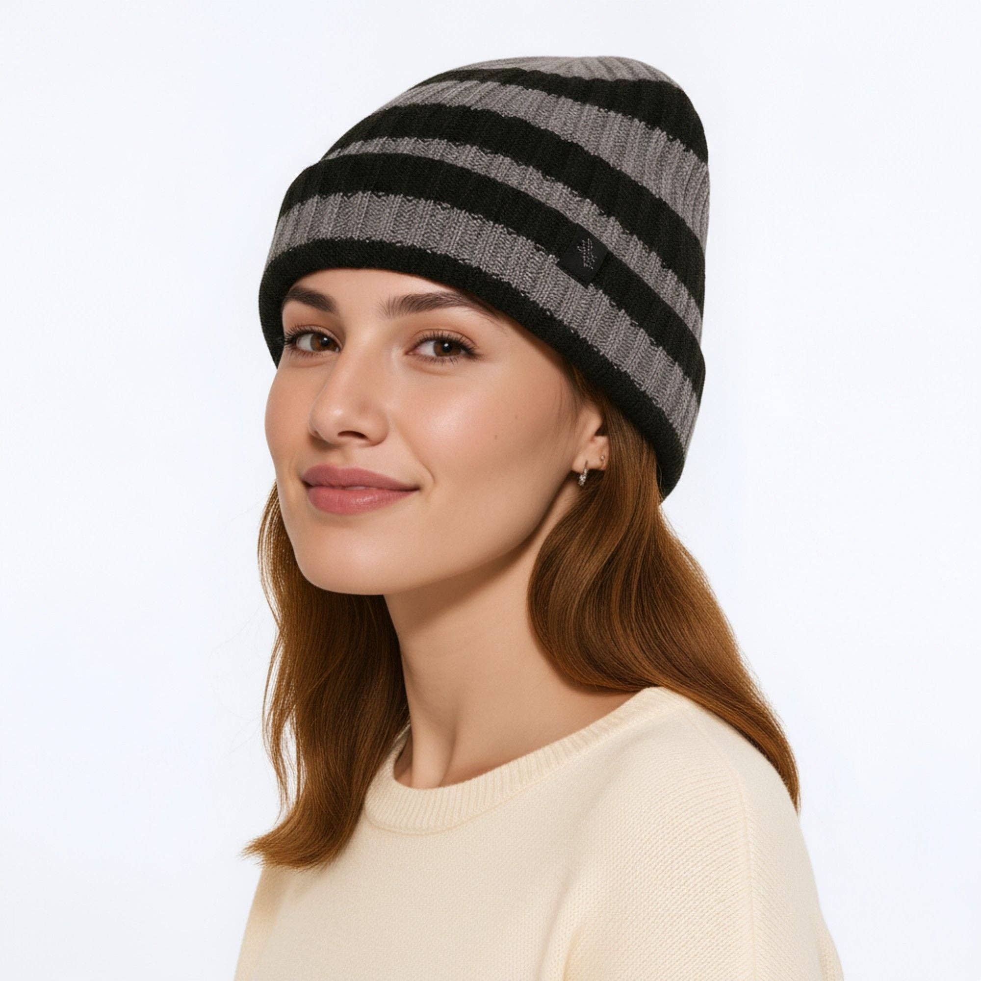 AK Brand - Wholesale Beanie - Women's - Unisex Striped Knit Beanie Hat Cuffed Warm Winter Cap3