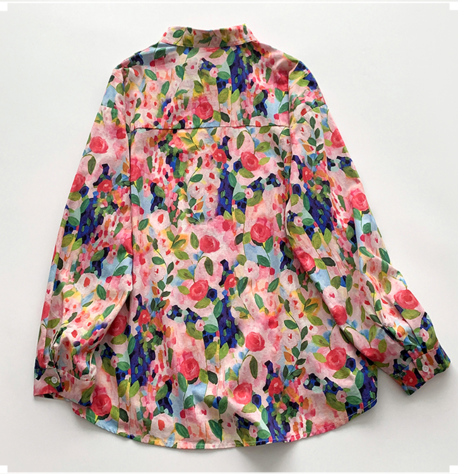 Whisper Mint - Wholesale Buttoned-down shirt – Women's - Heart Print Cotton Shirt | Loose-Fit Blouse for Women| 2 pcs2