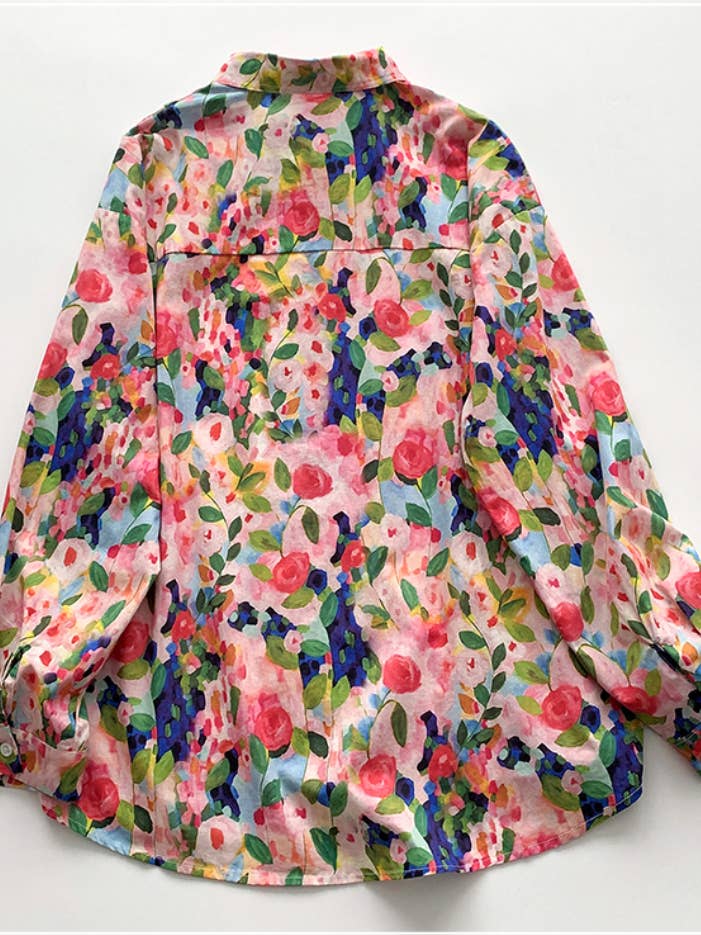 Whisper Mint - Wholesale Buttoned-down shirt – Women's - Heart Print Cotton Shirt | Loose-Fit Blouse for Women| 2 pcs2