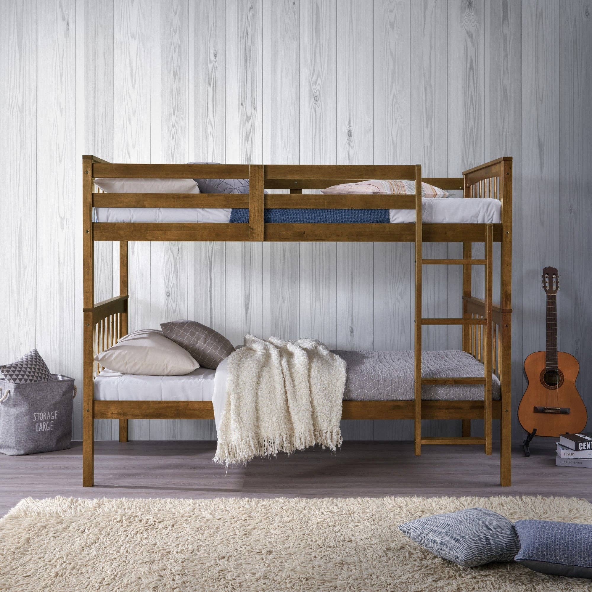Home Design - Wholesale Bed - Kids & Baby - Home Design Ames Twin Over Twin Solid Wood Standard Bunk Bed Frame12