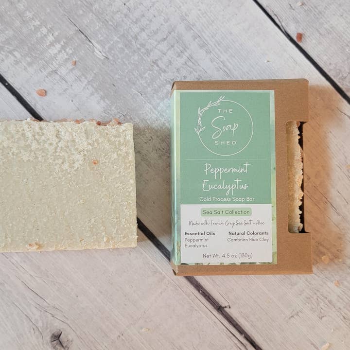 Sel de mer à l'eucalyptus et à la menthe pour la vente par The Soap Shed