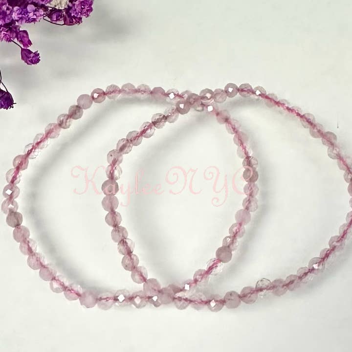 KayleeNYC - Wholesale Beaded Bracelet - Natural Rose Quartz 4mm Faceted 7.5”Crystal Bracelet3