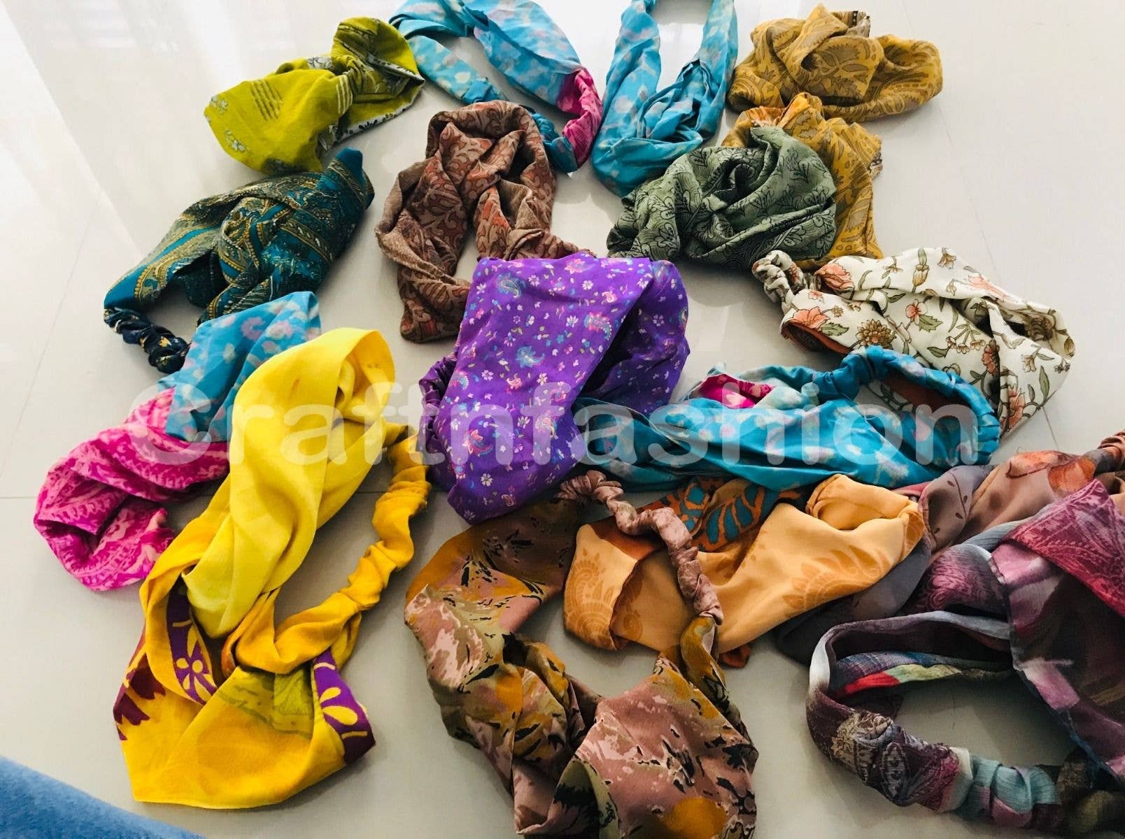 Meghcraft - Wholesale Fashion Headband - Women's - Assorted Upcycled Sari Silk Hair Band - Knot head band6