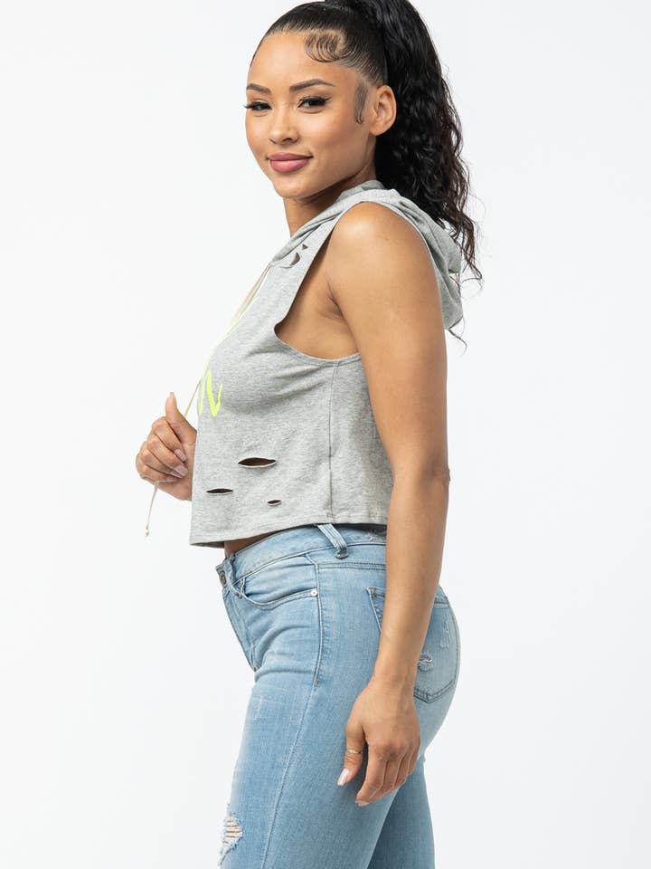 Julia by LoveJ - Wholesale Hoodie - Women's - Front Screen Laser Drawstring Hoodie Top10