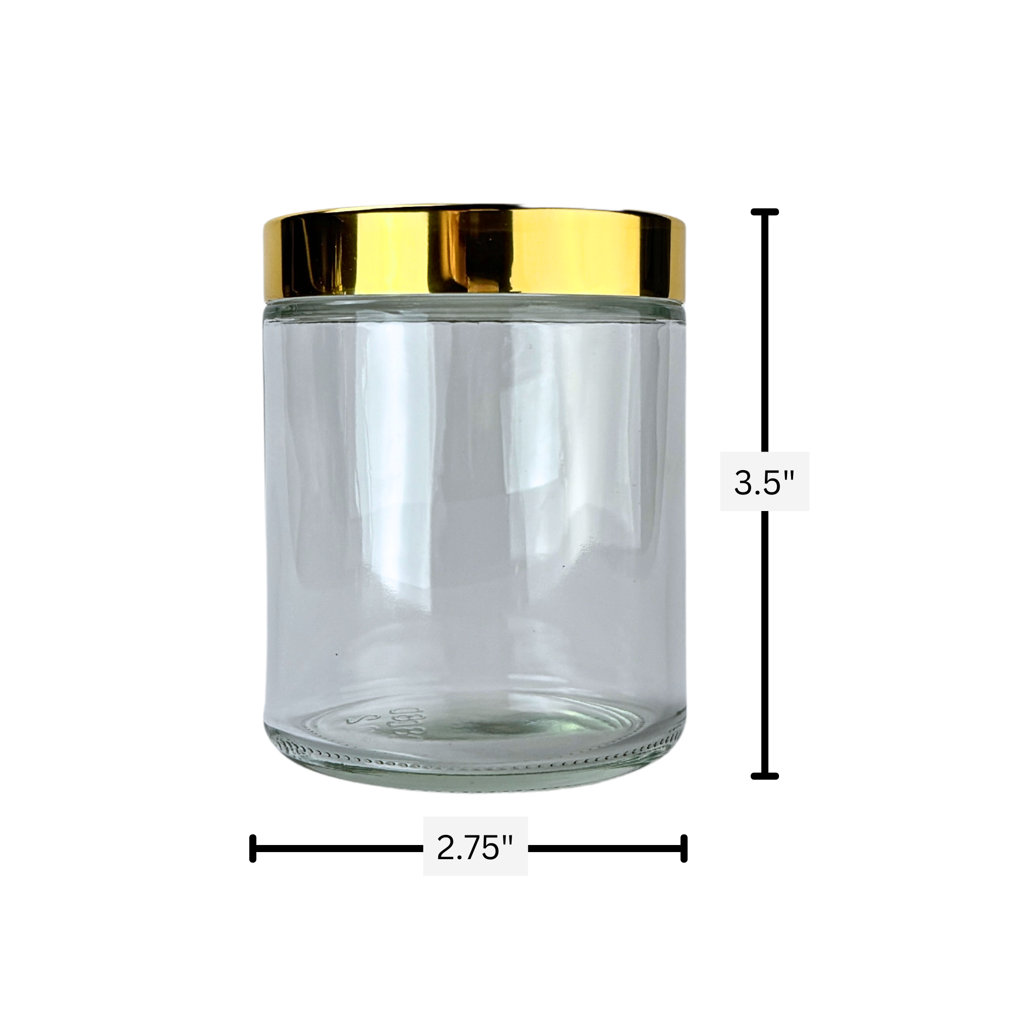 The Bottle Shoppe - Wholesale Jar - 8oz Clear Glass Straight Sided Jar with Gold Lid1