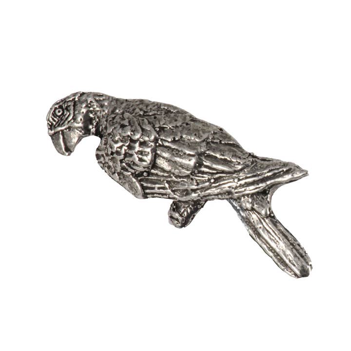 Mccall Brosche mit Papageienvogel, Zinn, Anstecknadel, B096 für den Großhandel von Creative Pewter Designs