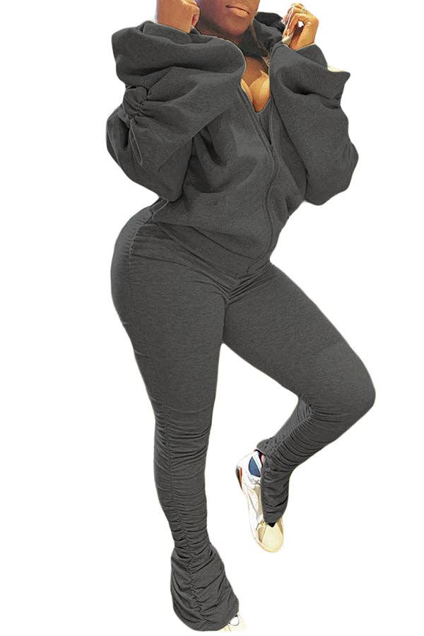 MB Fashion Wholesale - Wholesale Top & Pant Set (NOT Loungewear) - Women's - MB FASHION BACKLESS HOODIE RUFFLE SPLIT PANTS SET 813612