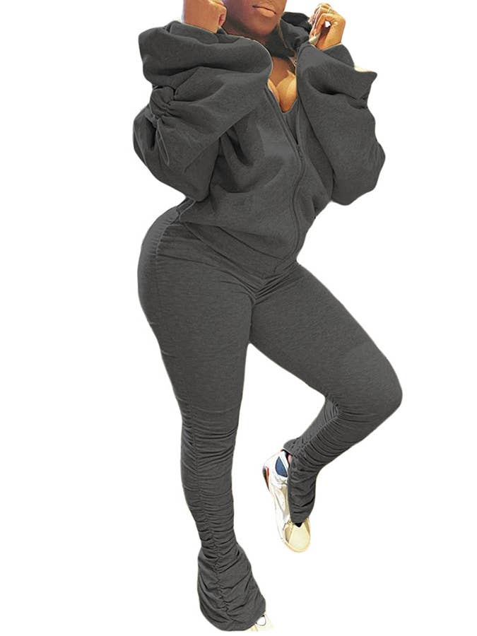 MB Fashion Wholesale - Wholesale Top & Pant Set (NOT Loungewear) - Women's - MB FASHION BACKLESS HOODIE RUFFLE SPLIT PANTS SET 813612