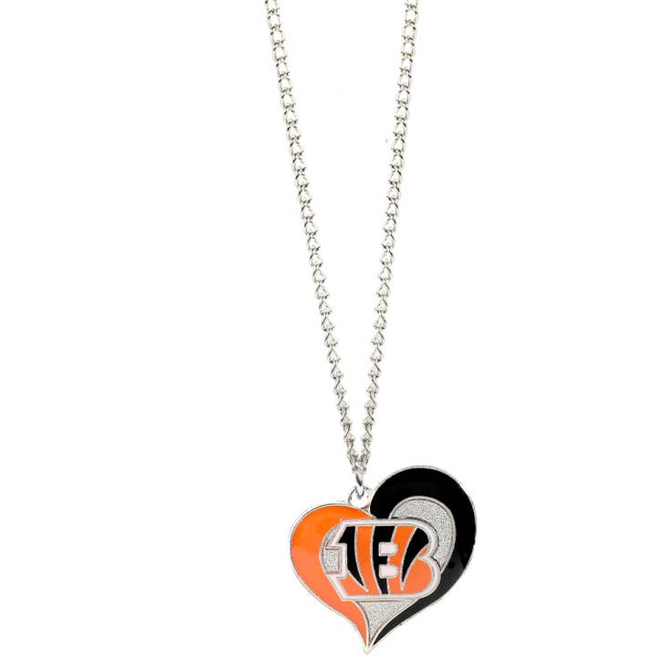 NFL Cincinnati Bengals Swirl Heart Necklace for wholesale by Aminco USA