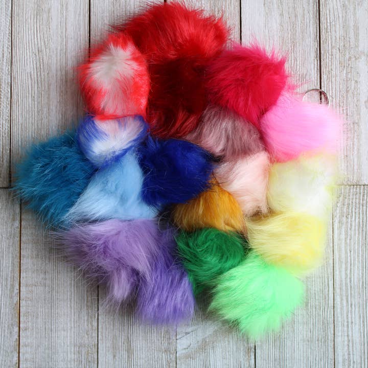 RamsGirl Design - Venta al por mayor Llavero - Mujer - Llavero de pompón de piel sintética, llavero de pompón de forma de bola4