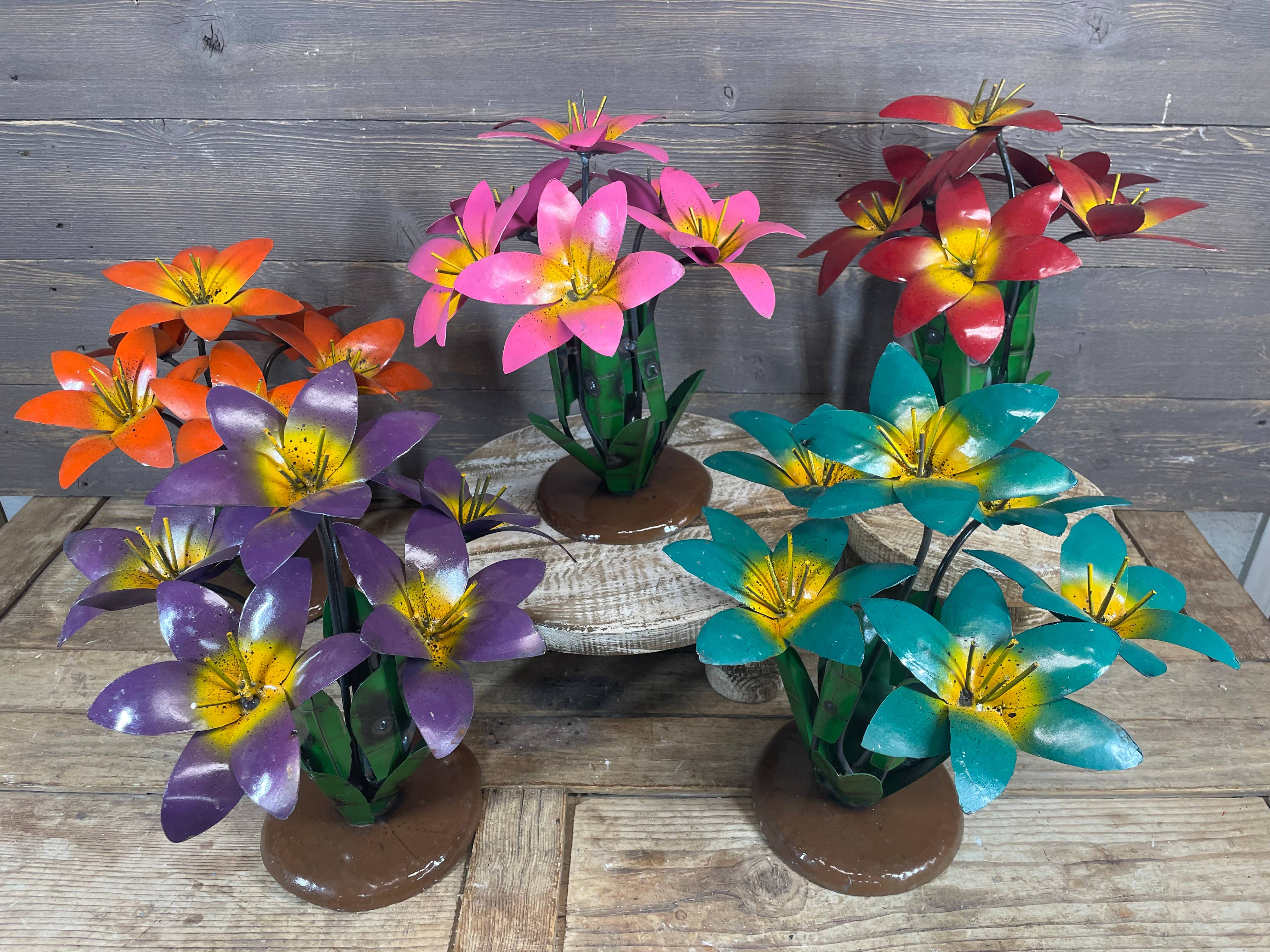 My Amigos Imports - Wholesale Artificial Flowers - Colorful Garden Lillies-Metal-Handmade-14x14-Garden Lilly2