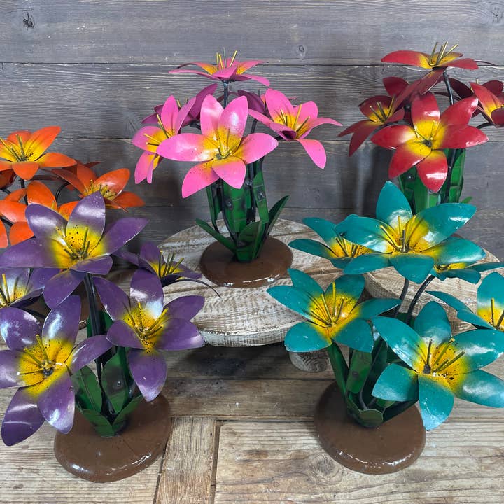 My Amigos Imports - Wholesale Artificial Flowers - Colorful Garden Lillies-Metal-Handmade-14x14-Garden Lilly2