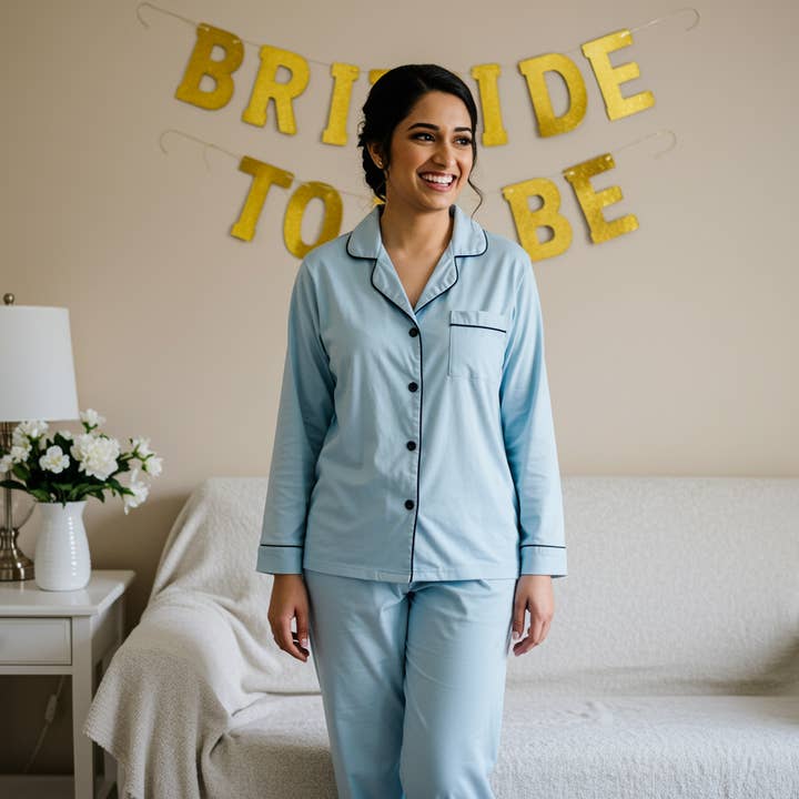 The Blissful - Wholesale Sleepwear Set - Women's - 100% Cotton Long Pajama Set Bridesmaid Pajama Set 0