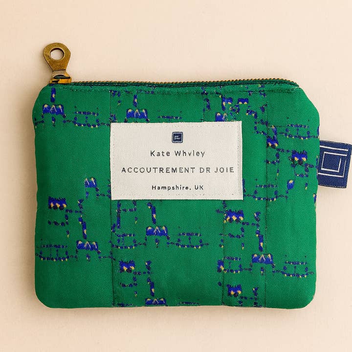 Bright green Vert Amour print design accessories pouch 3 sizes for wholesale by Kate Whyley