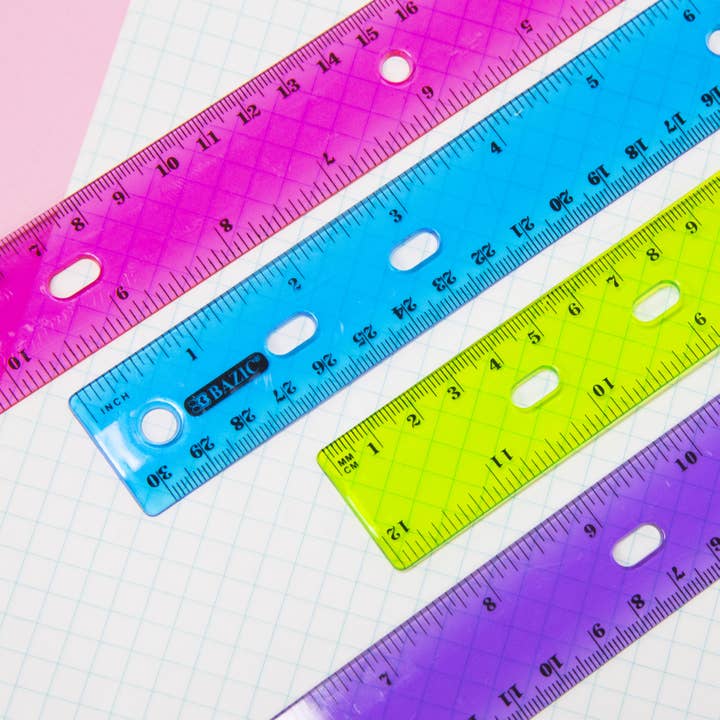 BAZIC Products - Wholesale Ruler - Jeweltones Color Ruler 12" (30cm)1