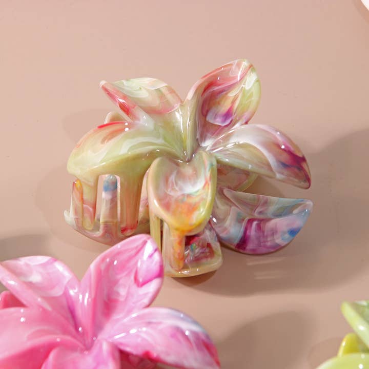 ACCITY - Wholesale Hair Clip - Women's - Marble Flower Hair Claw – Dual-Color & Stylish_CWAHA1040