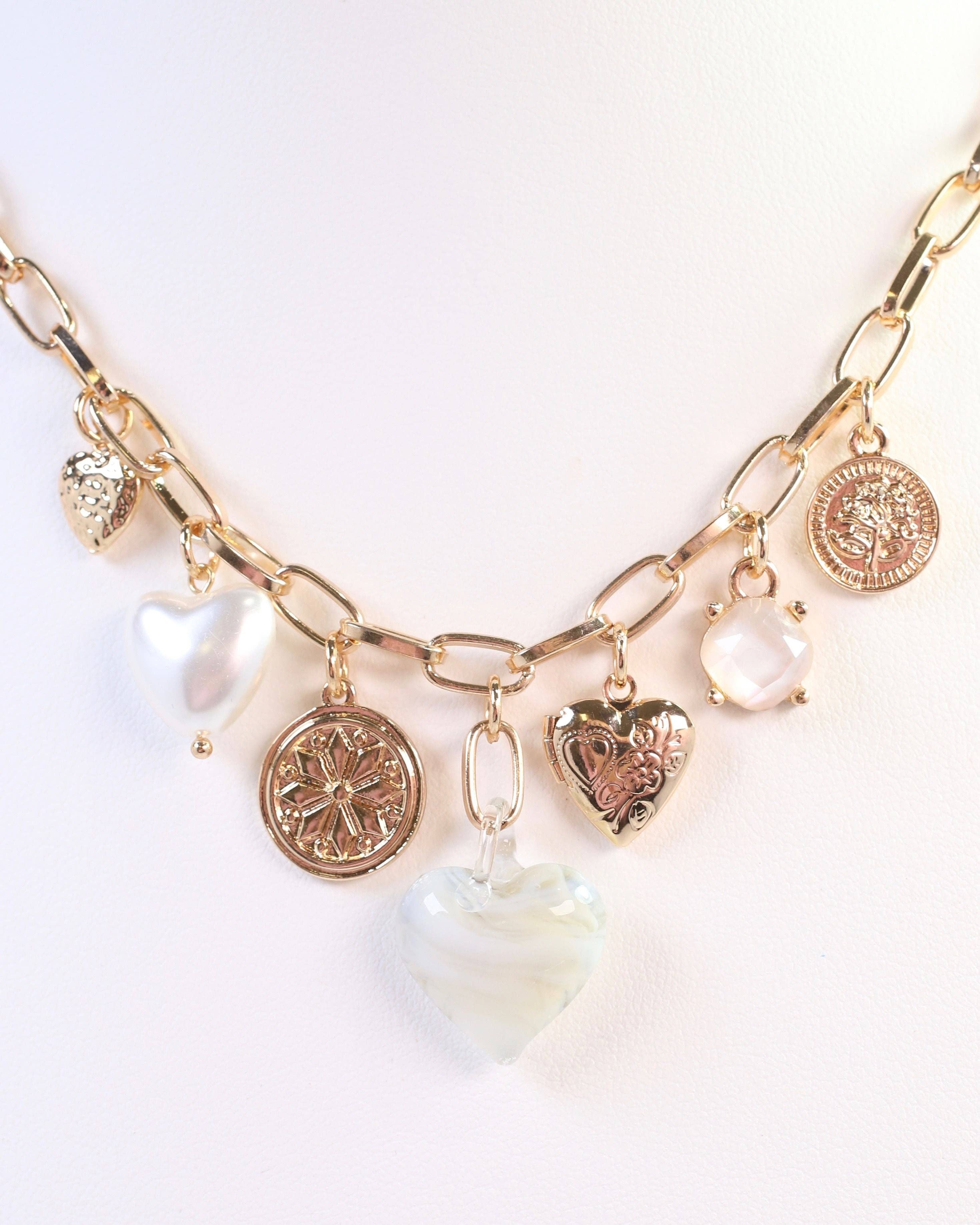 Caroline Hill - Wholesale Pendant/Charm Necklace - Linden Heart Charm Necklace Gray2