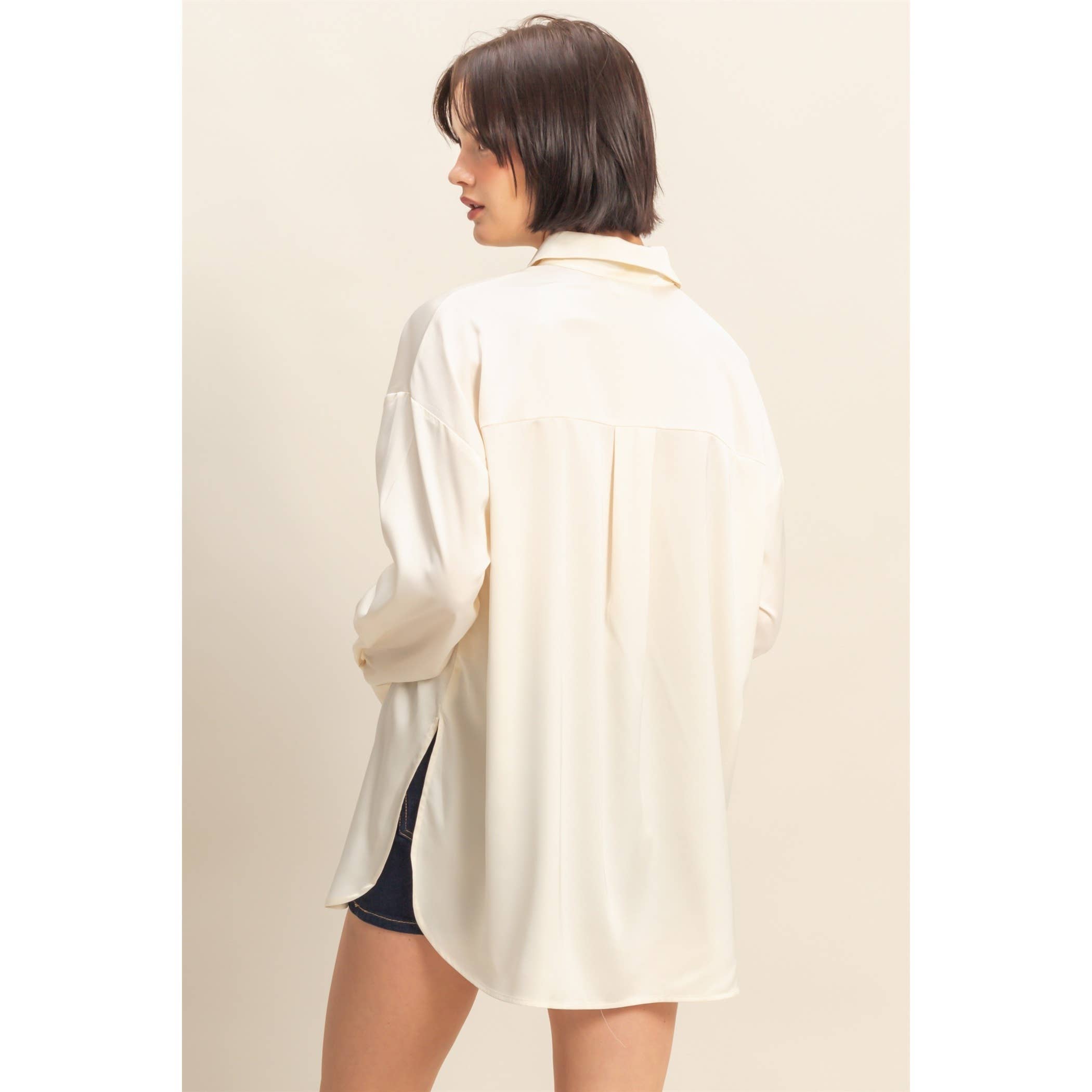 HYFVE - Venta al por mayor Blusa - Mujer - Camisa de satén de manga larga y corte holgado32