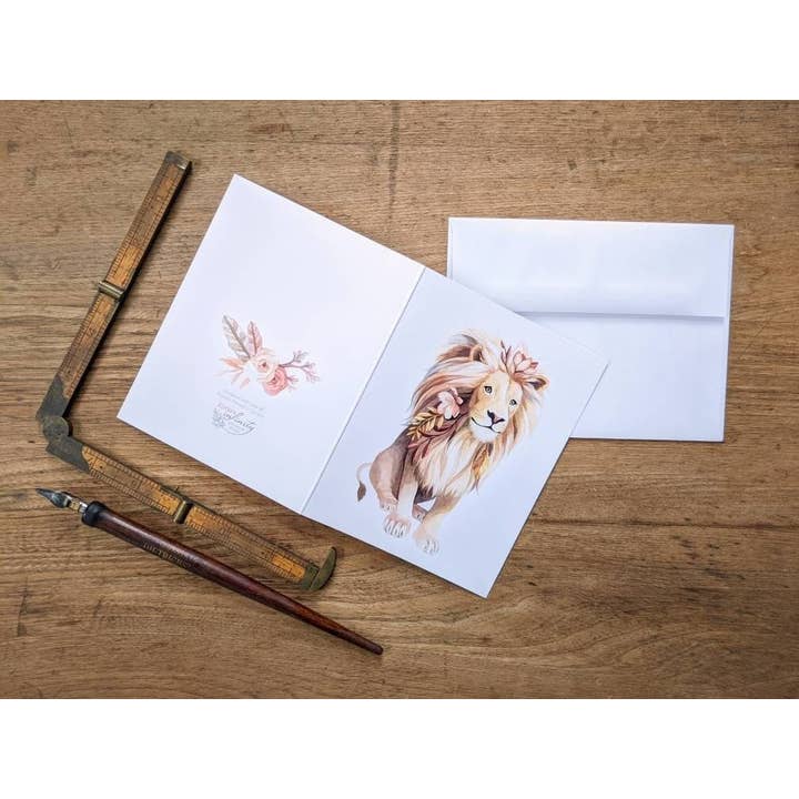 Lion With Flowers Notecard for wholesale by ALICIA'S INFINITY