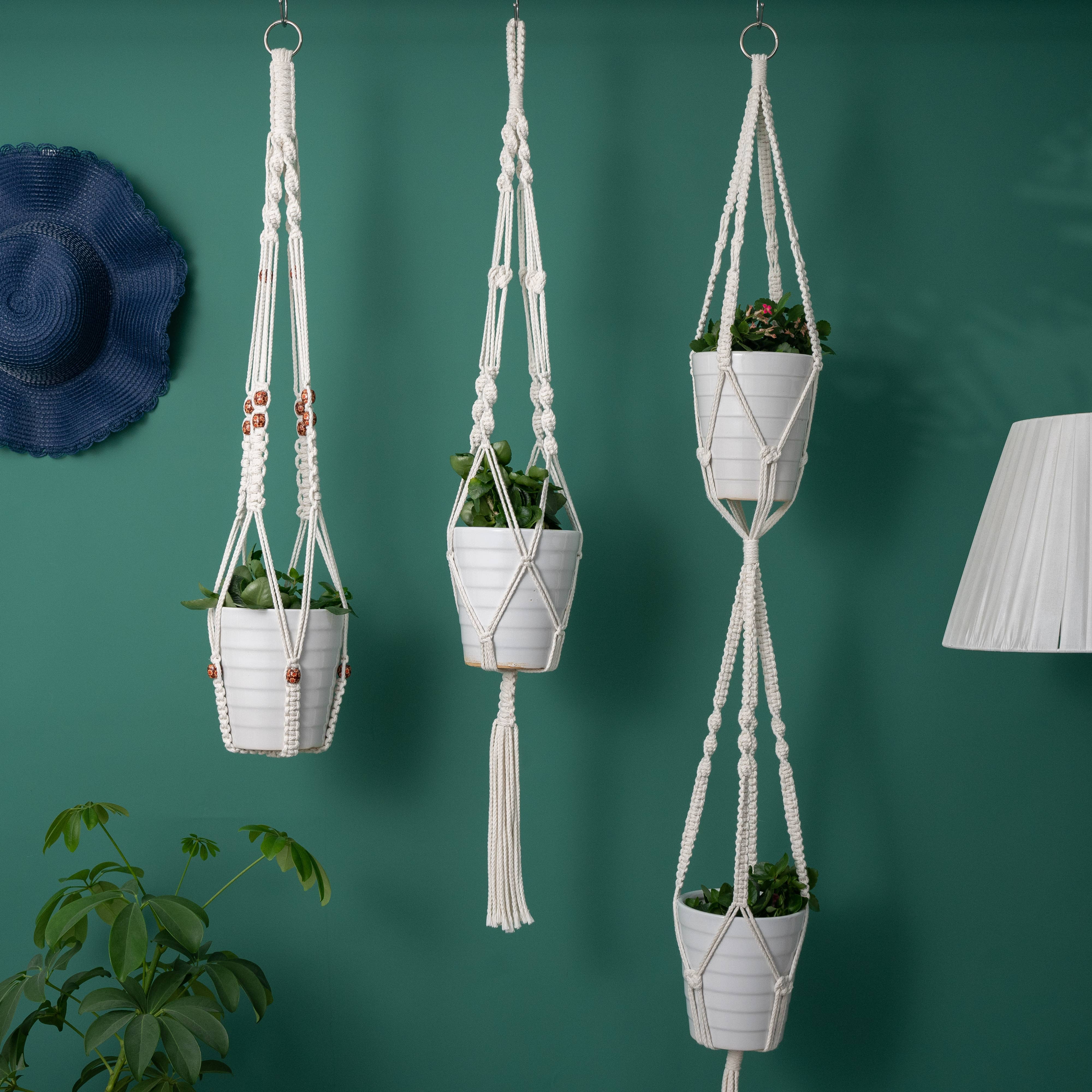 Sparkle Being - Wholesale Hanging planter - Cotton Macrame Rope Plants Hanging Pots Holder - Stand Set 53