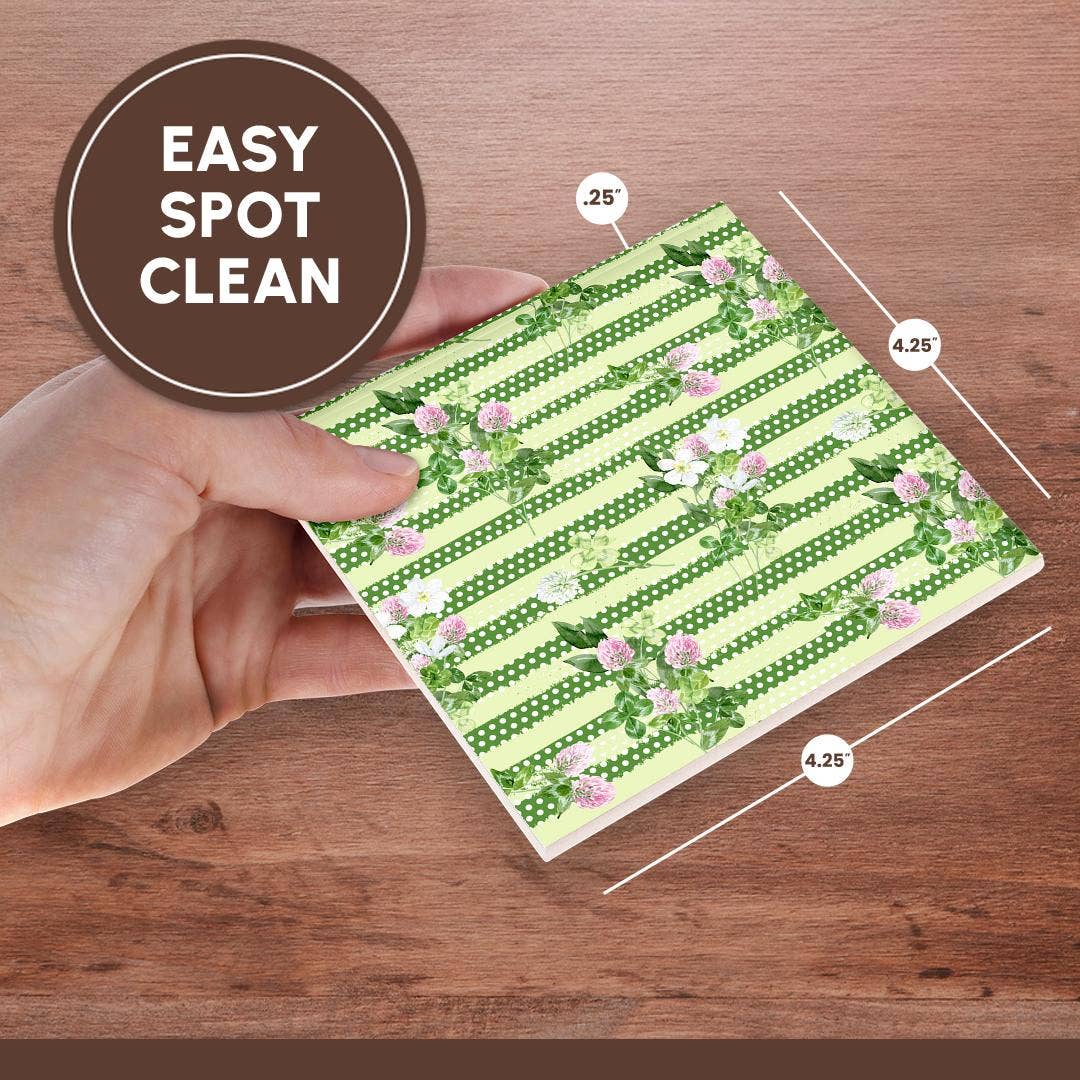 3dRose - Wholesale Coasters - 3dRose, Green Polka Dots Rows and Irish Floral Pattern, Coaster6