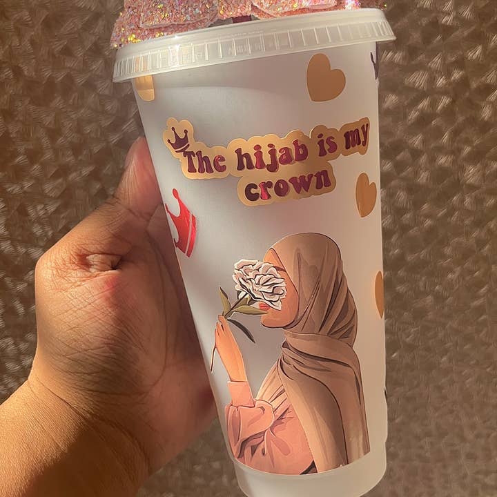Hudaa & Co – wholesale Drinking glass/cup – Hijab Is My Crown Cold Cup0