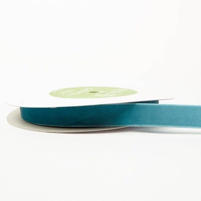 May Arts Ribbon - Wholesale Ribbon - Gift Wrapping - 3/4" Turquoise Classic Woven Velvet Ribbon0