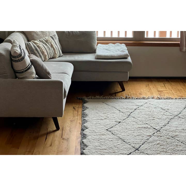 Alfombra Marroquí Beni Ourain Bereber - Hecha a mano - Tamaño pequeño para venta al por mayor de Verve Culture