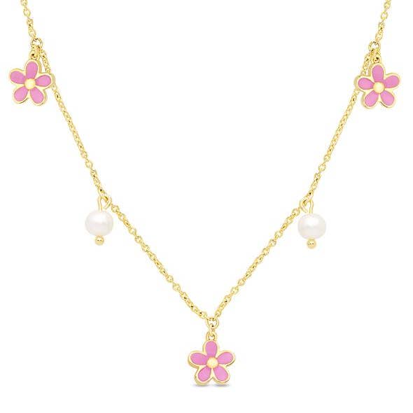 Blomma Och Sötvatten Pärla Charms Halsband för wholesale av Lily Nily