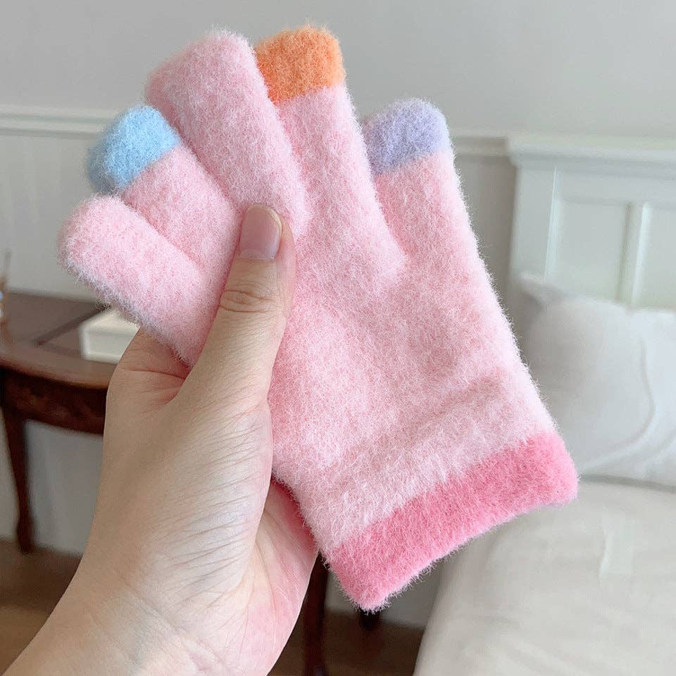 Little Trendy - Wholesale Gloves - Women's - Colorful macaron warm gloves students five fingers gloves0