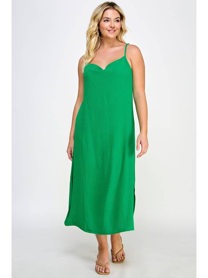 Haute Fox Plus Size & Contemporary - Wholesale Dress - Women's - Plus Size Midi Slip Dress Cowl Neck - SS2262P-D