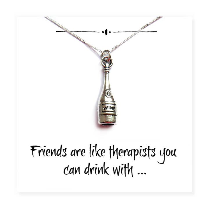 Aye Do Gifts - Vendita all'ingrosso Collana con ciondolo/pendaglio - Collana con Ciondolo a Forma di Bottiglia di Vino su Biglietto con Messaggio Divertente per Amici1