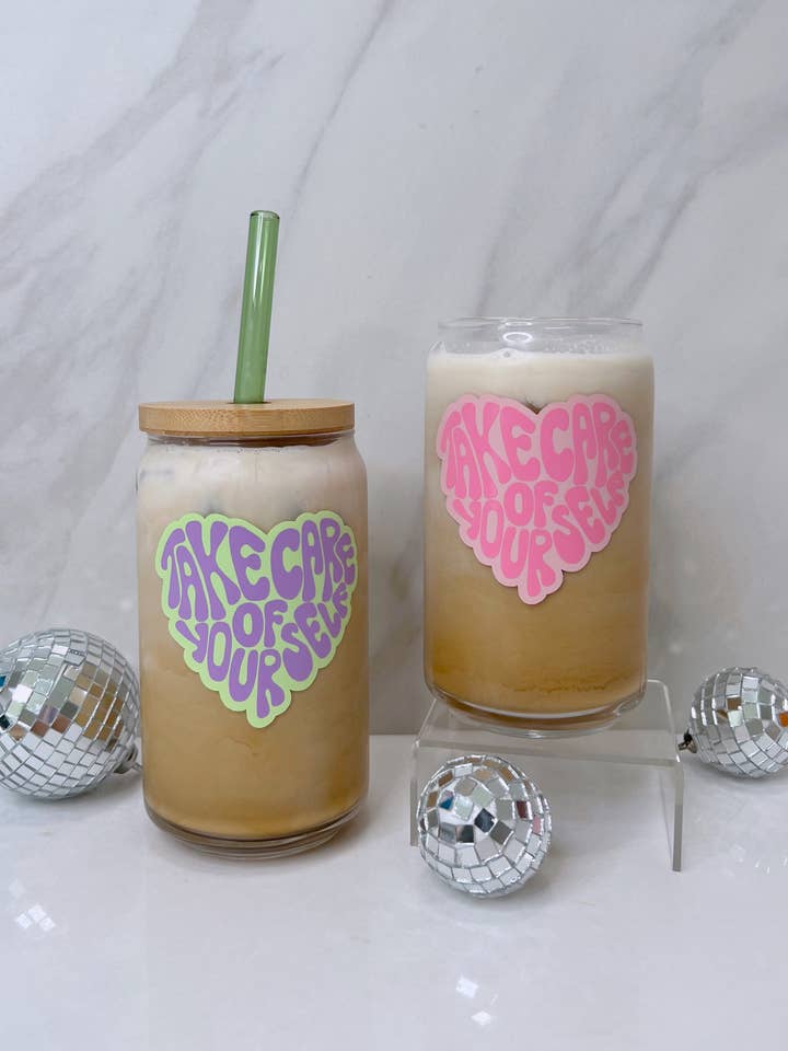 Take Care of Yourself | Modern Coffee Glass for wholesale by Electric Feels Company
