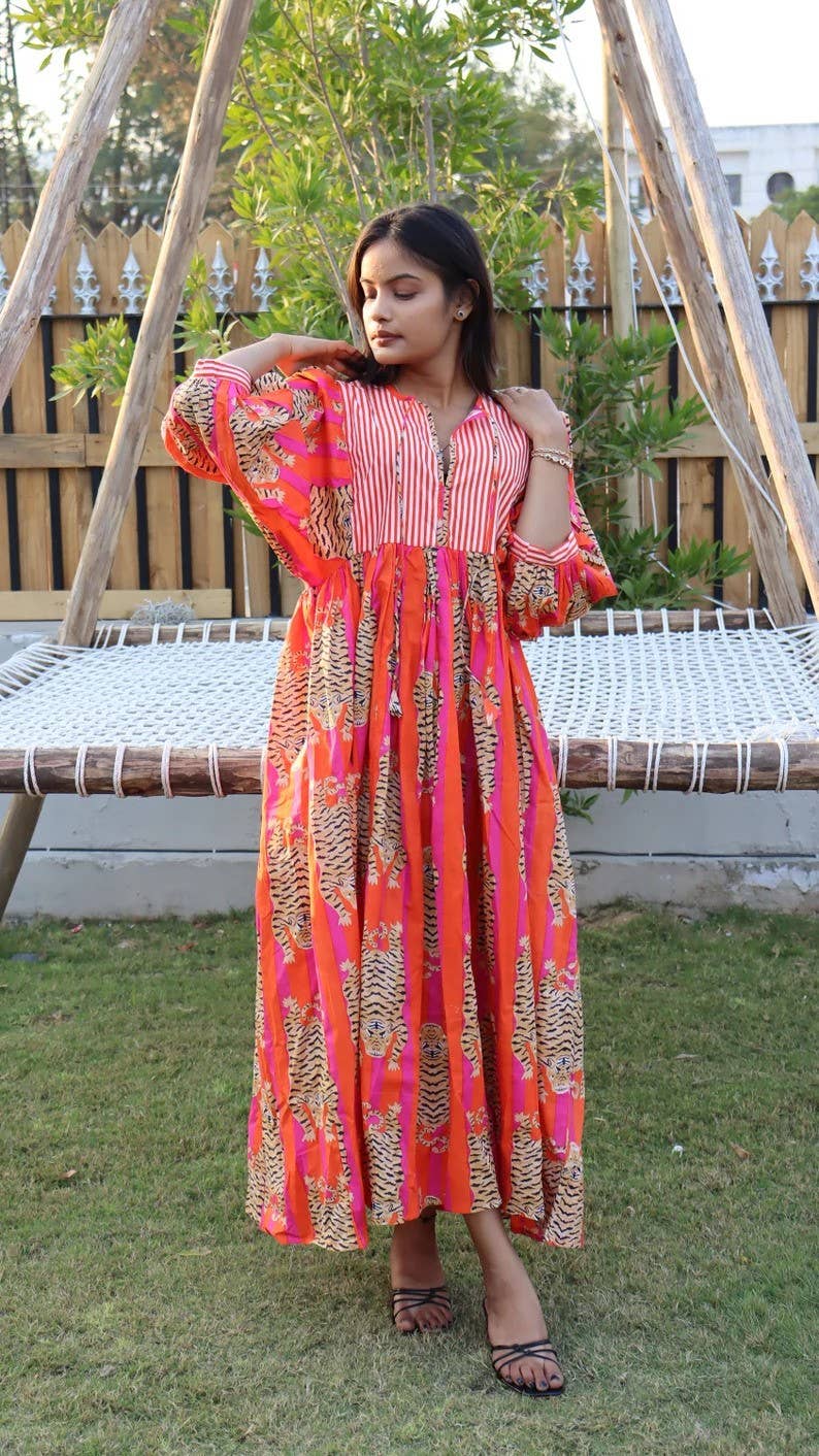 GYPSY STUDIO - Wholesale Dress - Women's - Organic Cotton Midi Dress Party Wear Girl's Dress Long Dress0