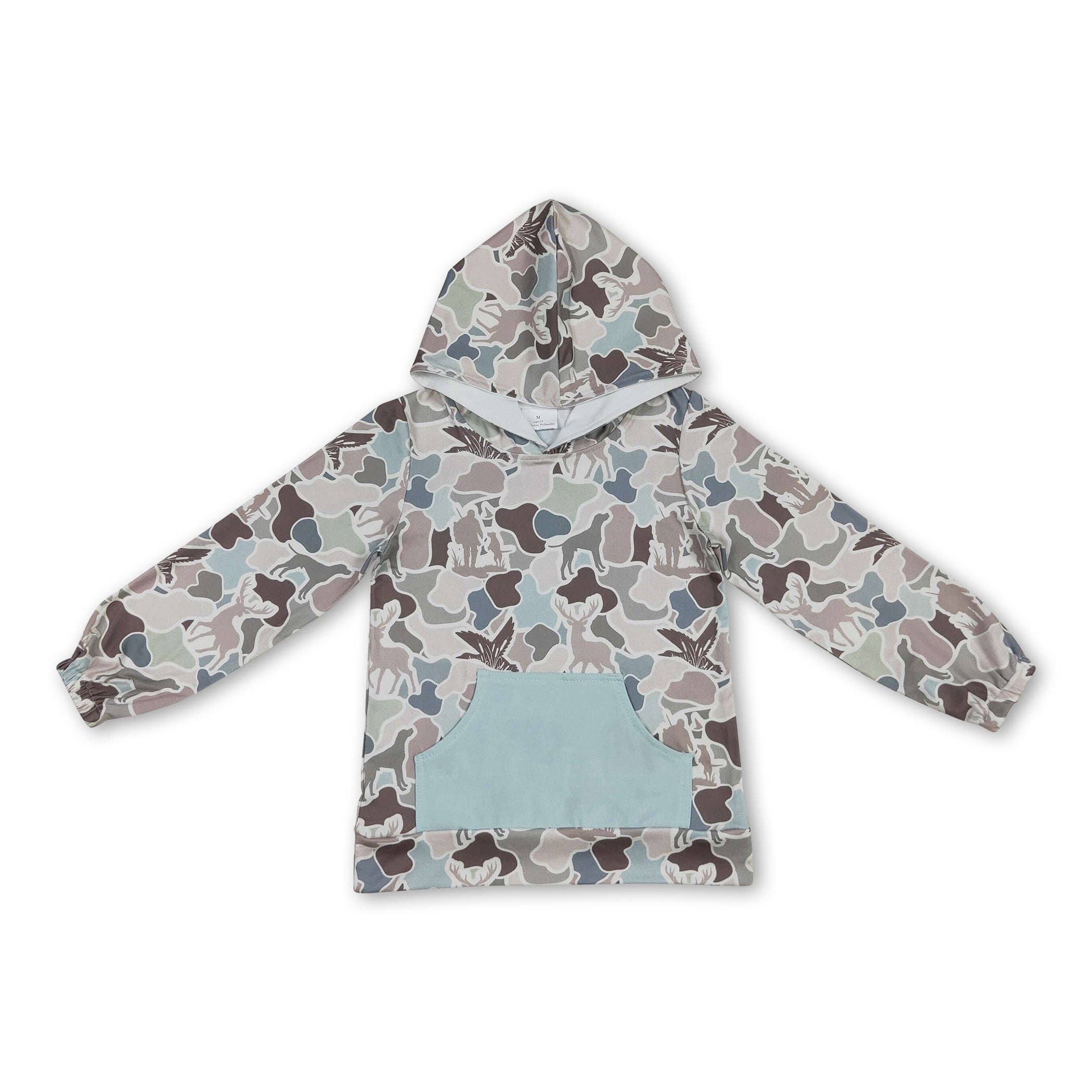 Yawoo Garments - Wholesale Hoodie - Kids - Long sleeves camo deer duck kids boys hoodie