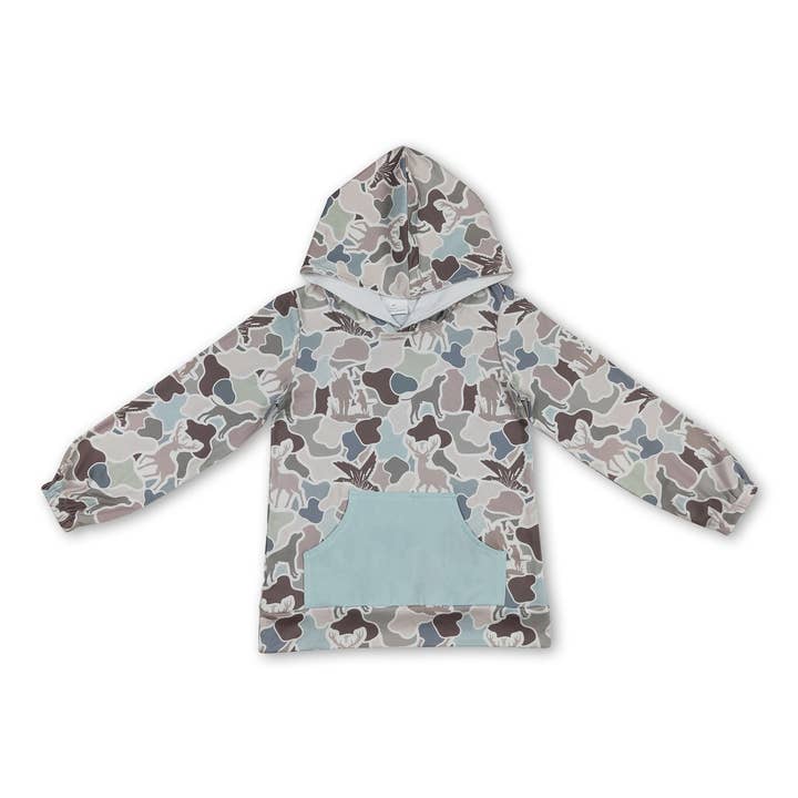 Long sleeves camo deer duck kids boys hoodie for wholesale by Yawoo Garments