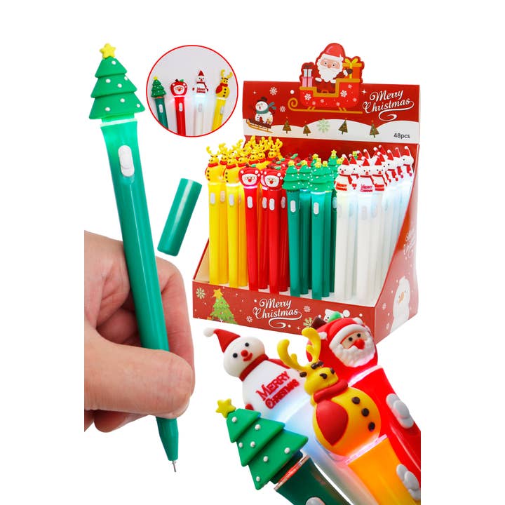 ASSORTED Christmas Led Light-up 0.7 mm Pen - 48 Pcs for wholesale on Faire