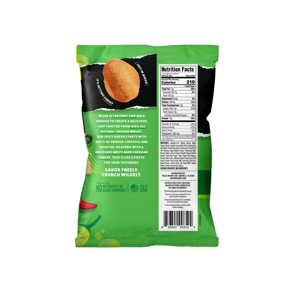 Righteous Felon Craft Jerky - Wholesale Chips - WILDE Spicy Queso Protein Chips 1.34oz1