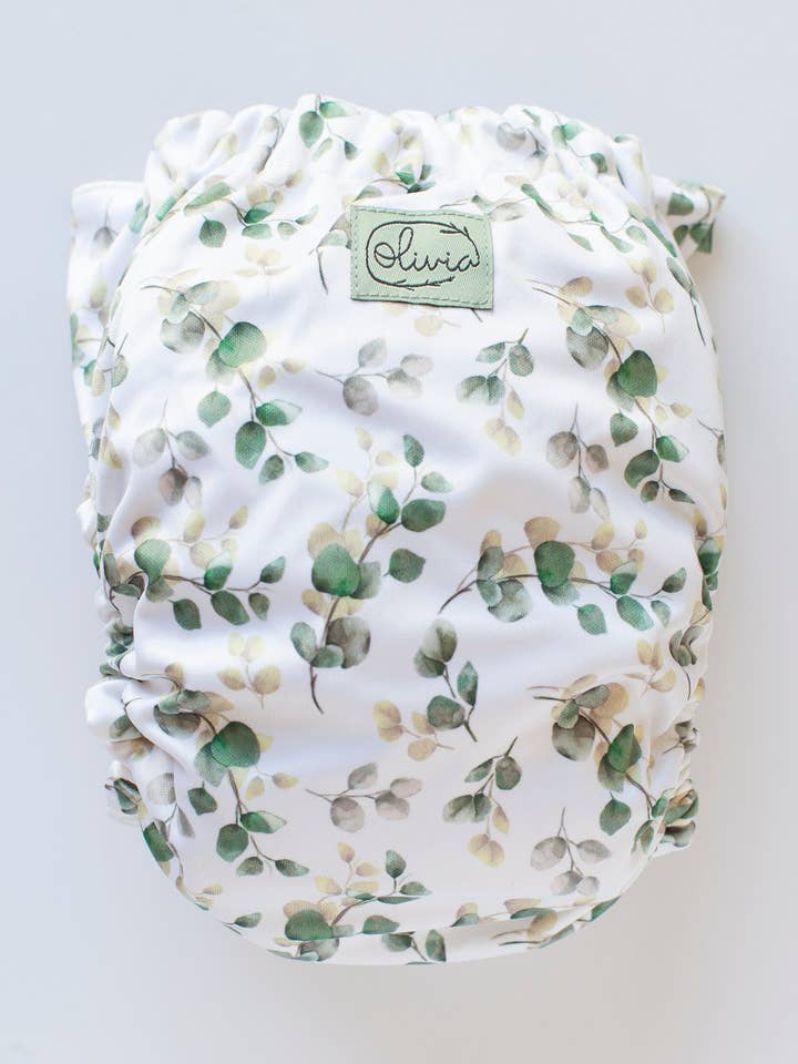 Couche étroite Olivia velcro V2 - Simply leaf pour la vente par Olivia Diapers