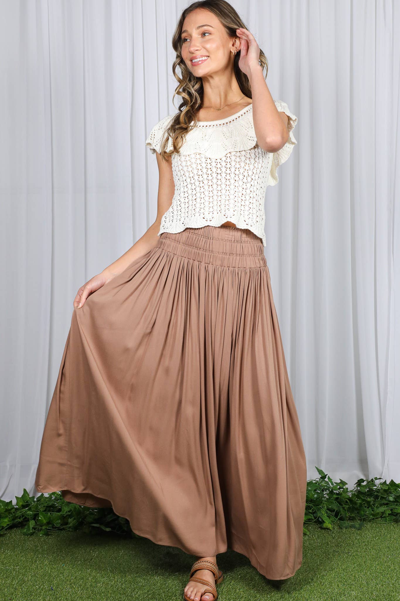 Vine & Love - Wholesale Skirt - Women's - Casual Maxi Flowy Bohemian Renaissance Long Skirt VS8294011