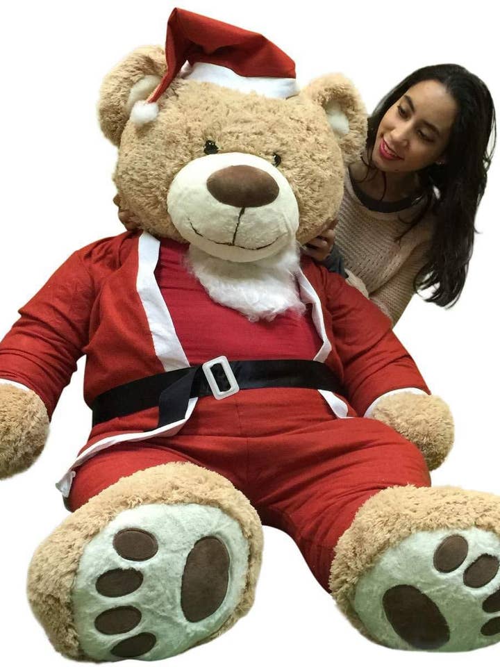 Giant Christmas Teddy Bear 60 Inch Soft, Wears Santa Claus for wholesale by Big Plush