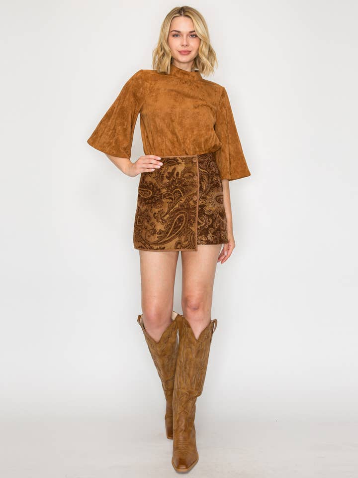 LoveWednesday - Wholesale Shorts - Women's - Love Story Brown Paisley Skort - LWP13461