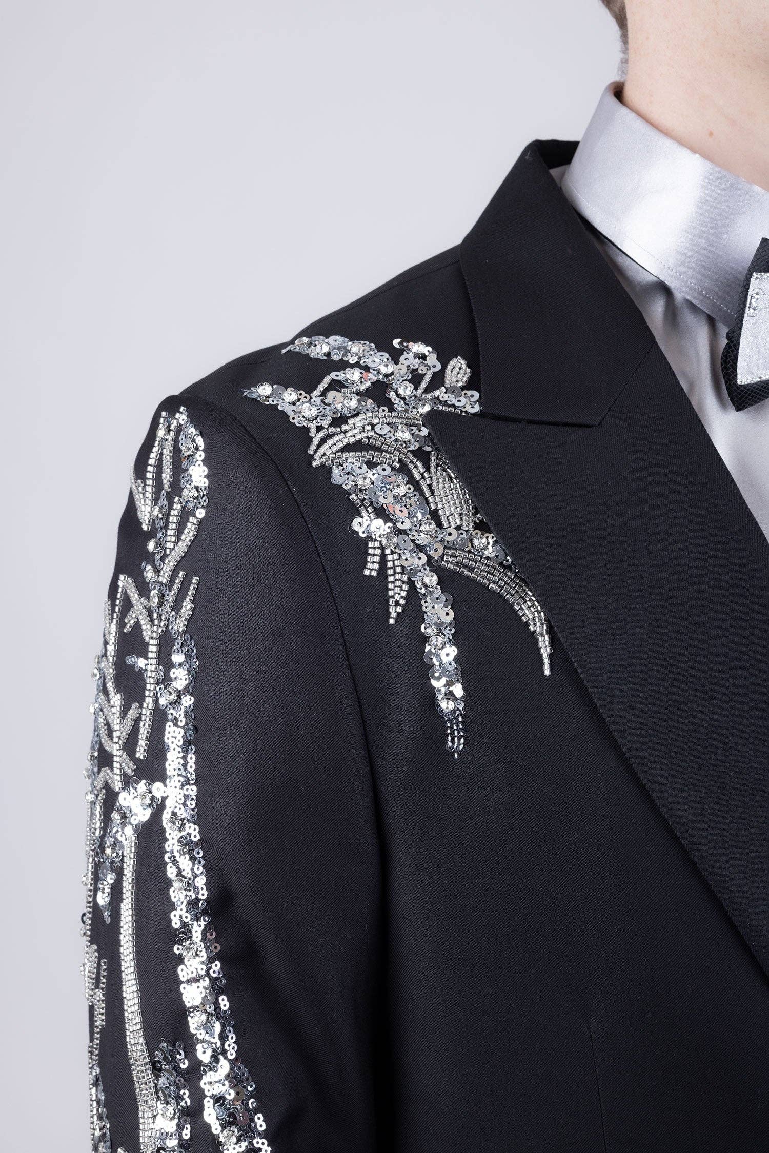 BARABAS - Wholesale Suit Set - Men's - Men's Sequins Double-Breasted Peak Lapel Suit 5SU3713