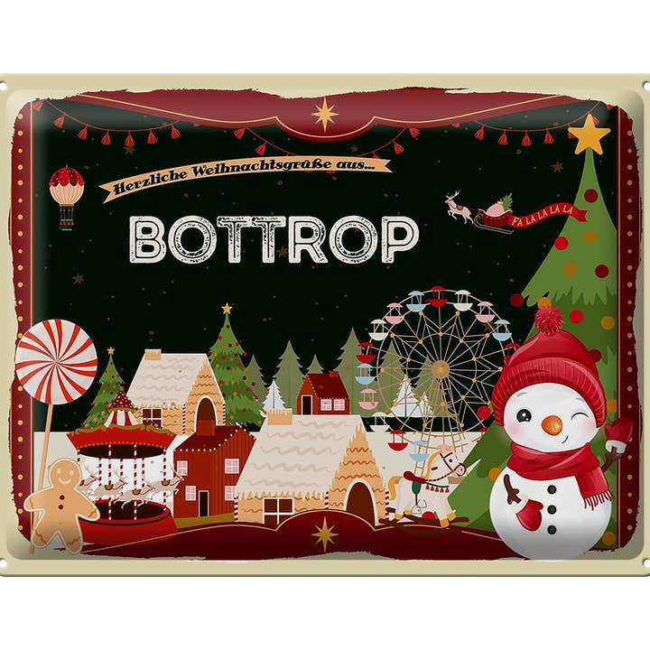 Kerstgroeten van BOTTROP cadeau decoratief bord 40 x 30 cm voor wholesale door Femer
