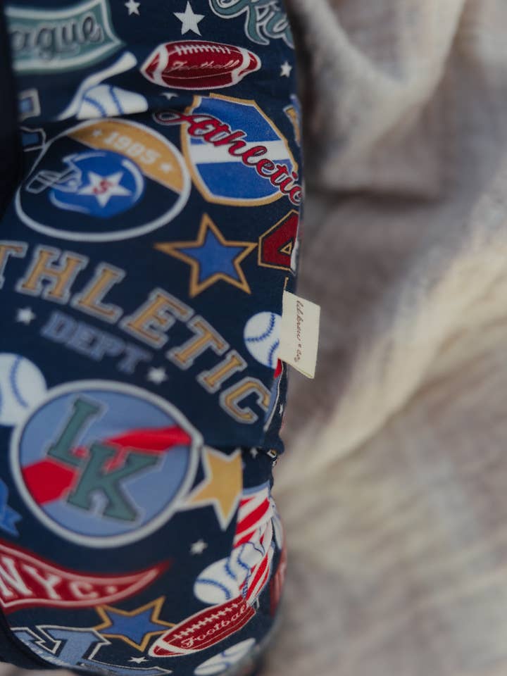 Lil Krew & Co - Wholesale Sleepsuit - Baby - Varsity Blues Bamboo Zip Pajamas6