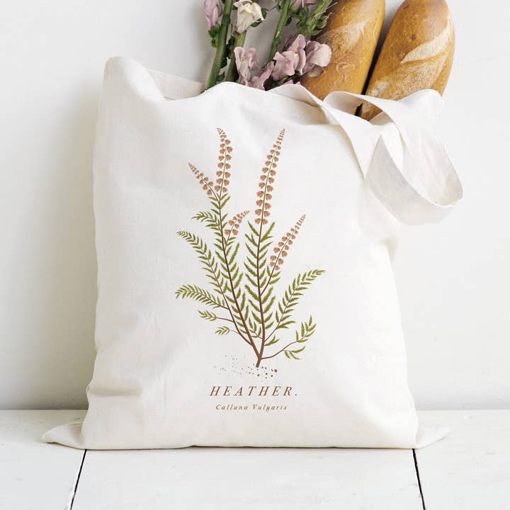 Heather Botanical Tote Bag for wholesale by Britain Illustrated
