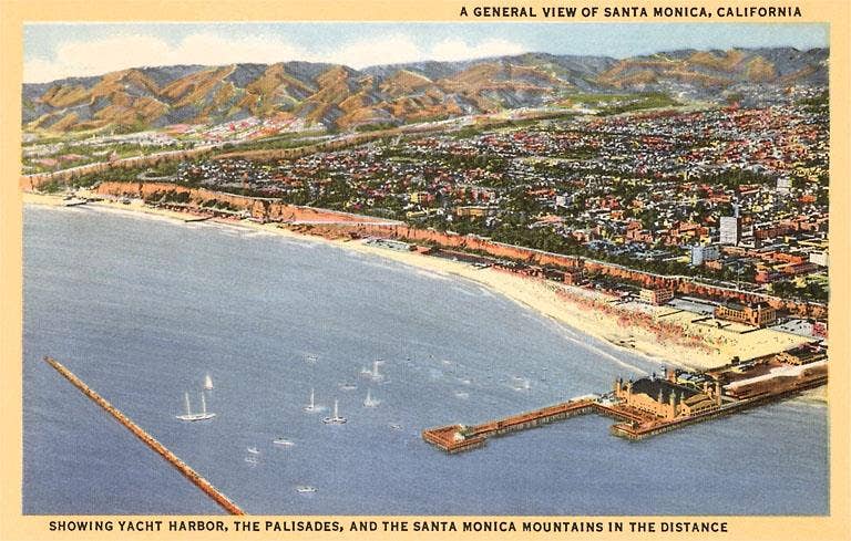 Found Image Press - Vente Aimants - Aimant LA-117 Vue aérienne de Santa Monica, Californie0