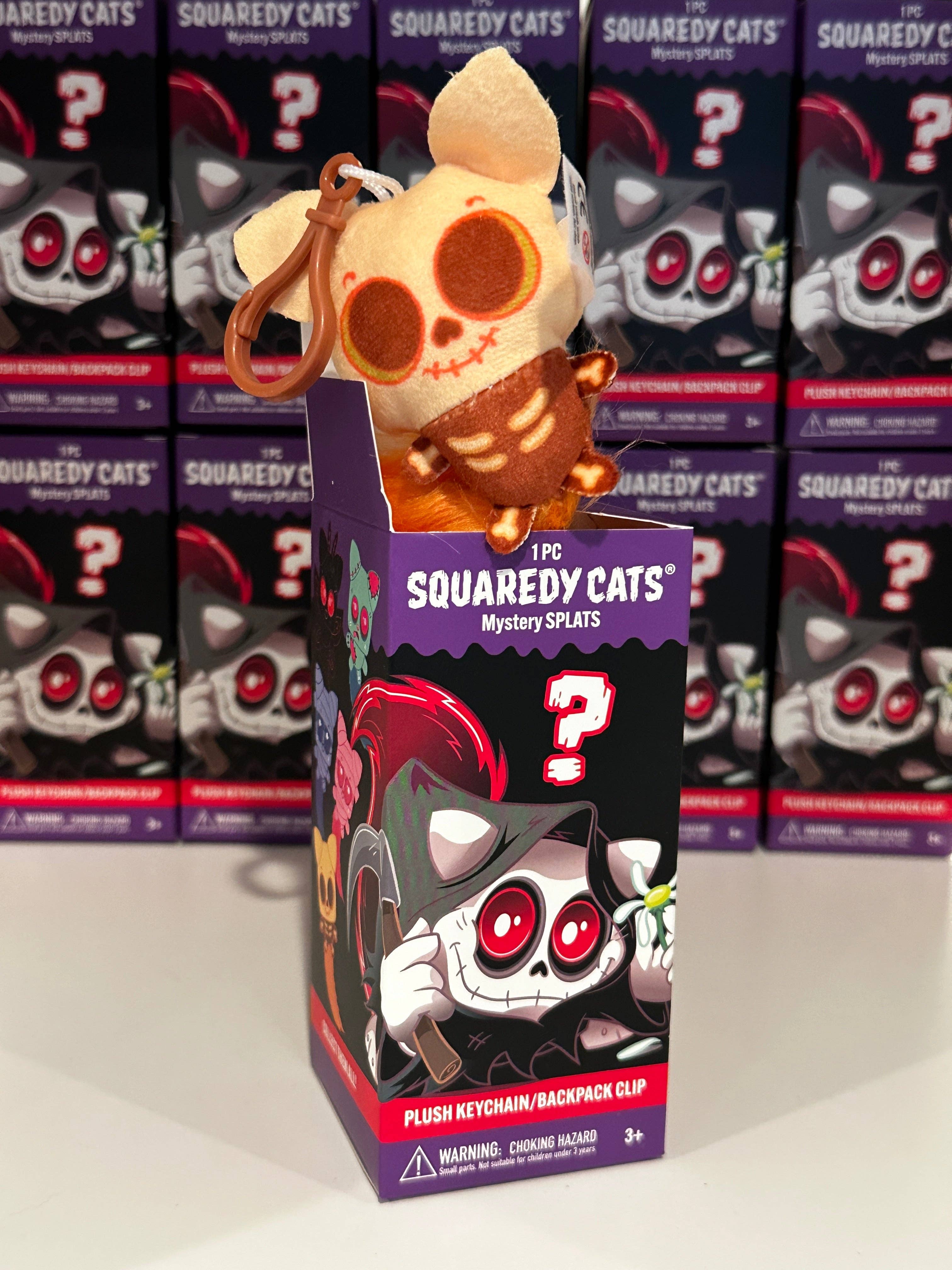 Squaredy Cats - Wholesale Keychain - Unisex - 0h_New! 10 Pack Squaredy Cats Mystery Splats Plush Keychain/Backpack Clip in mystery box SET2