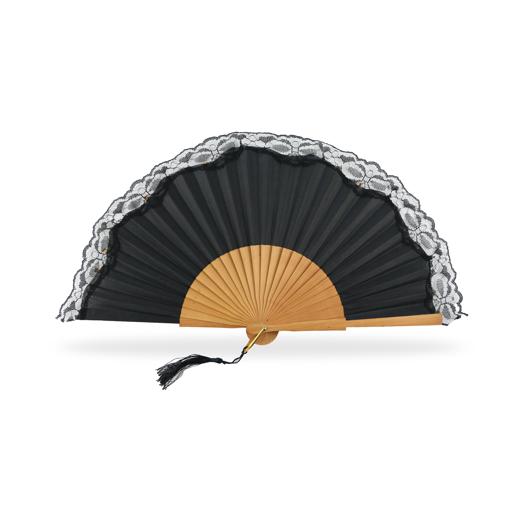 Cuatrogotas - Wholesale Papier/tissuewaaiers - Natuurlijke waaier van hout met kant, 24 cm, per set van 3 - Cuatrogotas2